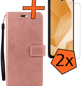 Nomfy Nomfy Samsung Galaxy A16 Hoesje Bookcase Met 2x Screenprotector - Rose Goud