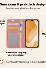 Nomfy Hoesje Geschikt voor Samsung A16 Hoes Bookcase Flipcase Book Cover Met 2x Screenprotector - Hoes Geschikt voor Samsung Galaxy A16 Hoesje Book Case - Rosé goud