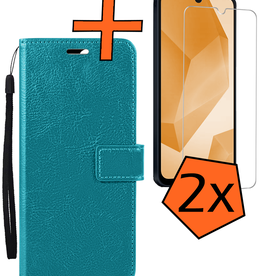 Nomfy Nomfy Samsung Galaxy A16 Hoesje Bookcase Met 2x Screenprotector - Turquoise