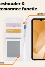 Nomfy Hoesje Geschikt voor Samsung A16 Hoes Bookcase Flipcase Book Cover Met 2x Screenprotector - Hoes Geschikt voor Samsung Galaxy A16 Hoesje Book Case - Wit