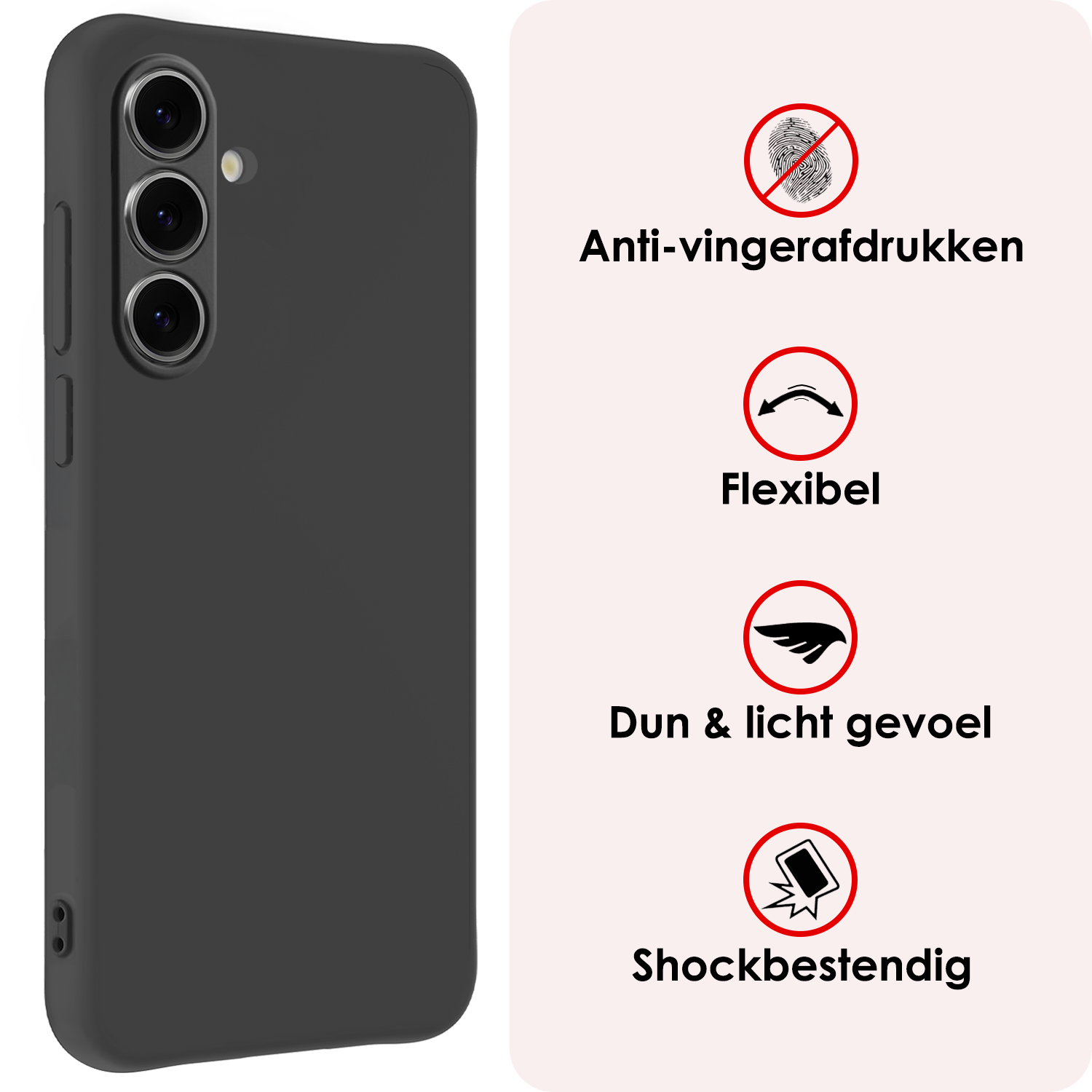 NoXx Hoes Geschikt voor Samsung S24 FE Hoesje Cover Siliconen Back Case Hoes - Zwart