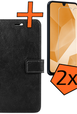 Nomfy Hoesje Geschikt voor Samsung A16 Hoes Bookcase Flipcase Book Cover Met 2x Screenprotector - Hoes Geschikt voor Samsung Galaxy A16 Hoesje Book Case - Zwart