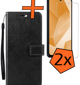 Nomfy Nomfy Samsung Galaxy A16 Hoesje Bookcase Met 2x Screenprotector - Zwart