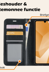 Nomfy Hoesje Geschikt voor Samsung A16 Hoes Bookcase Flipcase Book Cover Met 2x Screenprotector - Hoes Geschikt voor Samsung Galaxy A16 Hoesje Book Case - Zwart