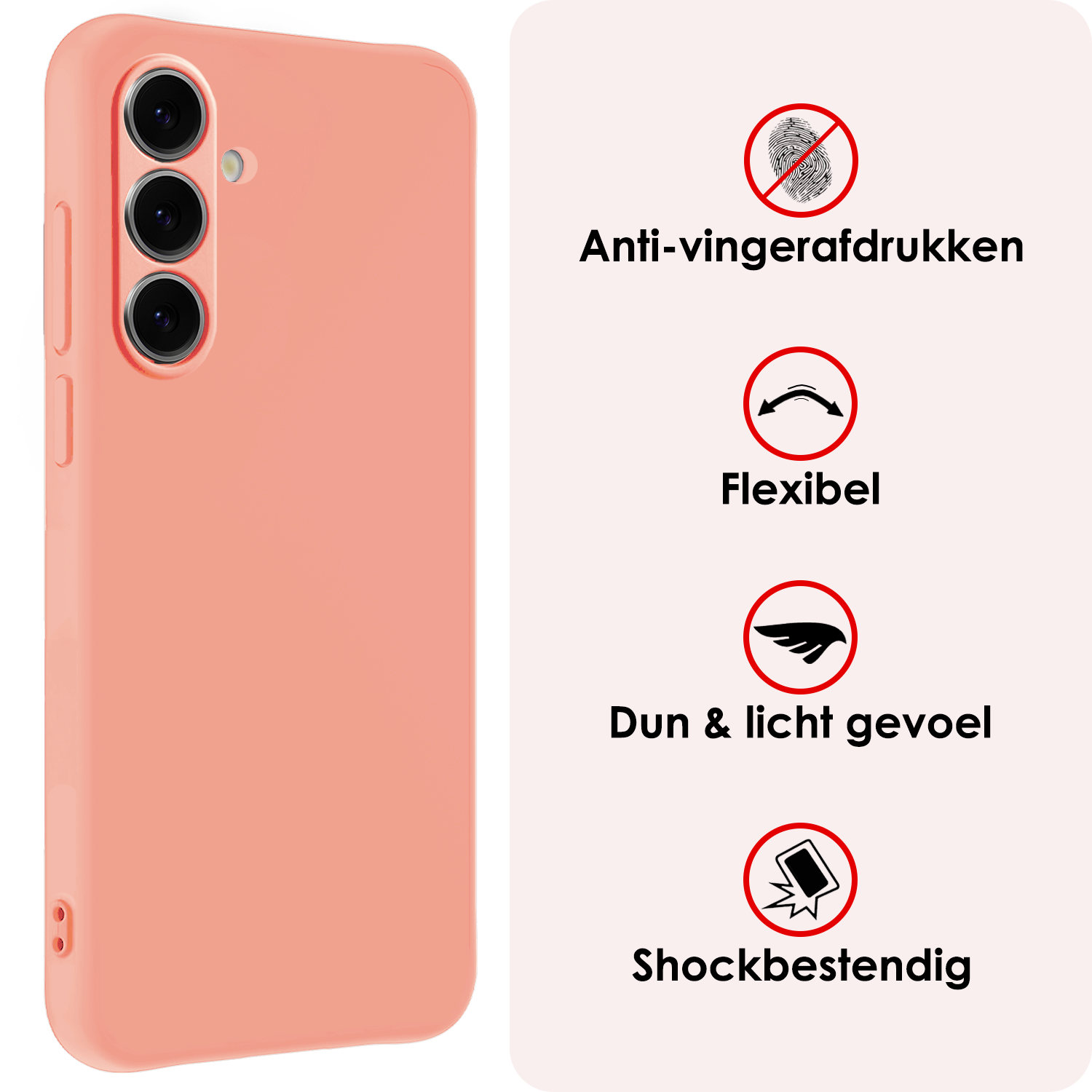 NoXx Hoes Geschikt voor Samsung S24 FE Hoesje Cover Siliconen Back Case Hoes - Perzik