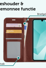 Forterra Hoesje Geschikt voor Samsung A16 Book Case Kunstleer Hoes - Hoes Geschikt voor Samsung Galaxy A16 Hoesje Bookcase Met Pasjeshouder - Bruin