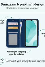Forterra Hoesje Geschikt voor Samsung A16 Book Case Kunstleer Hoes - Hoes Geschikt voor Samsung Galaxy A16 Hoesje Bookcase Met Pasjeshouder - Donkerblauw