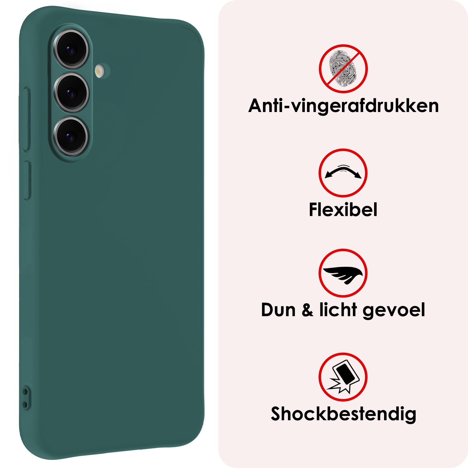 NoXx Hoes Geschikt voor Samsung S24 FE Hoesje Cover Siliconen Back Case Hoes - Donkergroen