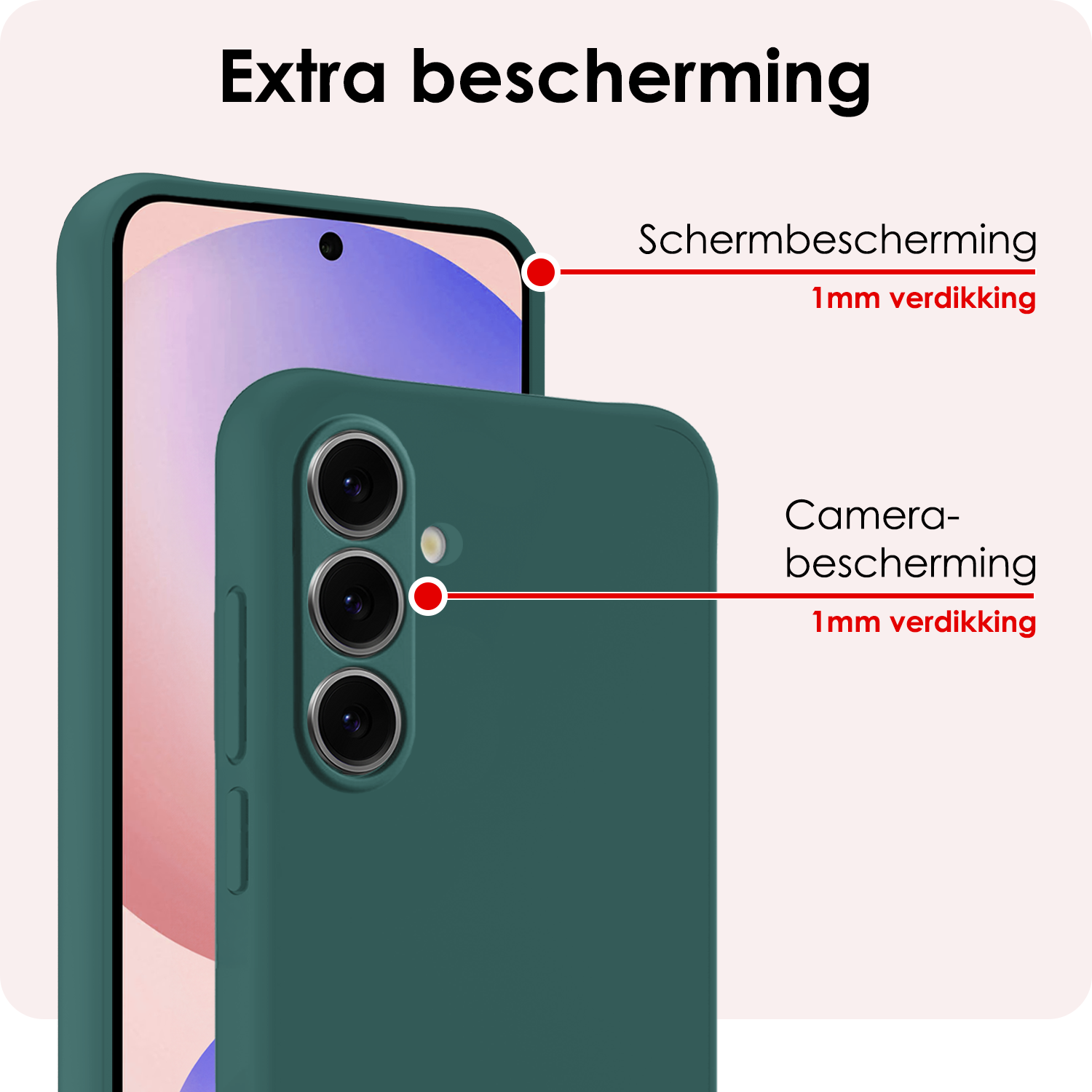 NoXx Hoes Geschikt voor Samsung S24 FE Hoesje Cover Siliconen Back Case Hoes - Donkergroen