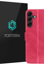 Forterra Hoesje Geschikt voor Samsung A16 Book Case Kunstleer Hoes - Hoes Geschikt voor Samsung Galaxy A16 Hoesje Bookcase Met Pasjeshouder - Donkerroze