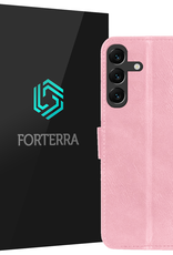 Forterra Hoesje Geschikt voor Samsung A16 Book Case Kunstleer Hoes - Hoes Geschikt voor Samsung Galaxy A16 Hoesje Bookcase Met Pasjeshouder - Lichtroze