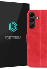 Forterra Hoesje Geschikt voor Samsung A16 Book Case Kunstleer Hoes - Hoes Geschikt voor Samsung Galaxy A16 Hoesje Bookcase Met Pasjeshouder - Rood