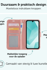 Forterra Hoesje Geschikt voor Samsung A16 Book Case Kunstleer Hoes - Hoes Geschikt voor Samsung Galaxy A16 Hoesje Bookcase Met Pasjeshouder - Rosé goud