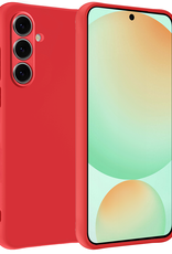 BASEY. Hoes Geschikt voor Samsung S24 FE Hoesje Siliconen Back Cover Case - Hoesje Geschikt voor Samsung Galaxy S24 FE Hoes Cover Hoesje - Rood