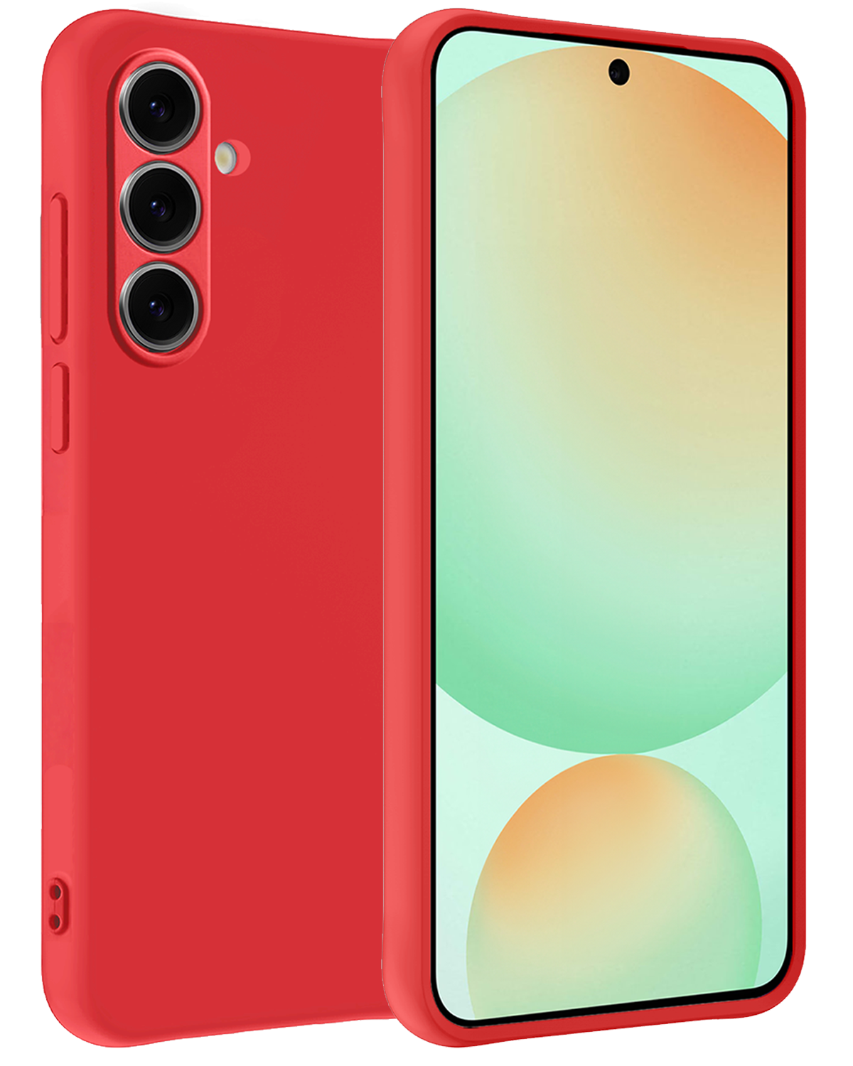 BASEY. Hoes Geschikt voor Samsung S24 FE Hoesje Siliconen Back Cover Case - Hoesje Geschikt voor Samsung Galaxy S24 FE Hoes Cover Hoesje - Rood