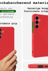BASEY. Hoes Geschikt voor Samsung S24 FE Hoesje Siliconen Back Cover Case - Hoesje Geschikt voor Samsung Galaxy S24 FE Hoes Cover Hoesje - Rood