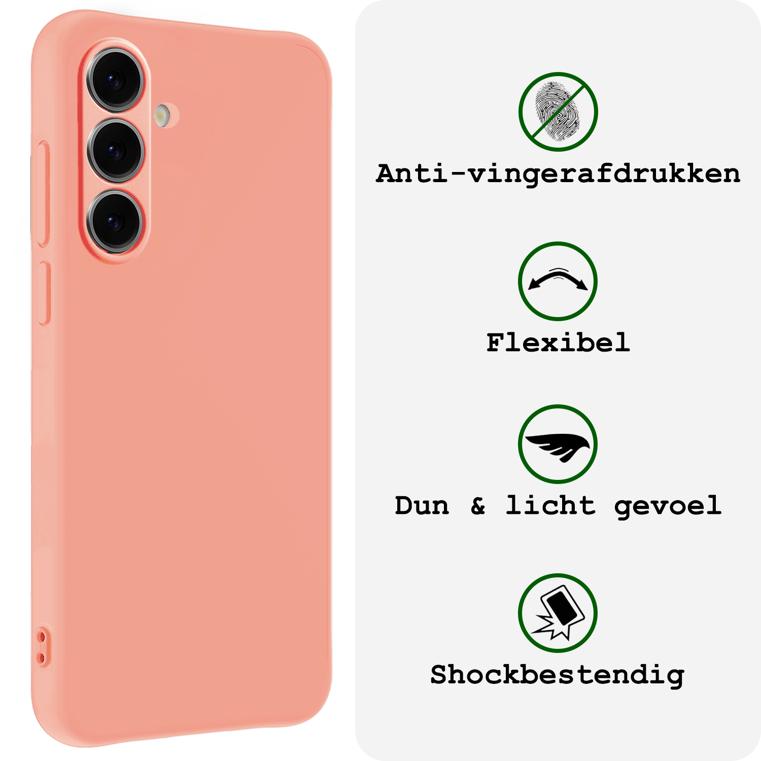 BASEY. Hoes Geschikt voor Samsung S24 FE Hoesje Siliconen Back Cover Case - Hoesje Geschikt voor Samsung Galaxy S24 FE Hoes Cover Hoesje - Perzik