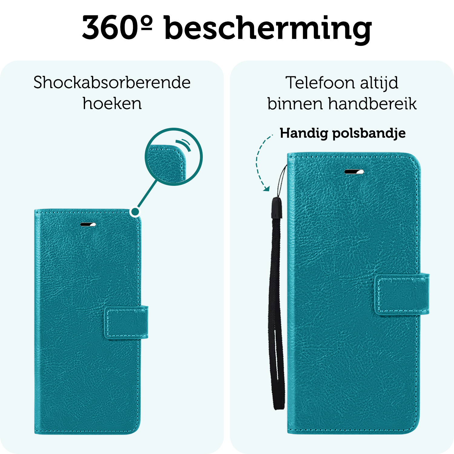 Forterra Hoesje Geschikt voor Samsung A16 Book Case Kunstleer Hoes - Hoes Geschikt voor Samsung Galaxy A16 Hoesje Bookcase Met Pasjeshouder - Turquoise