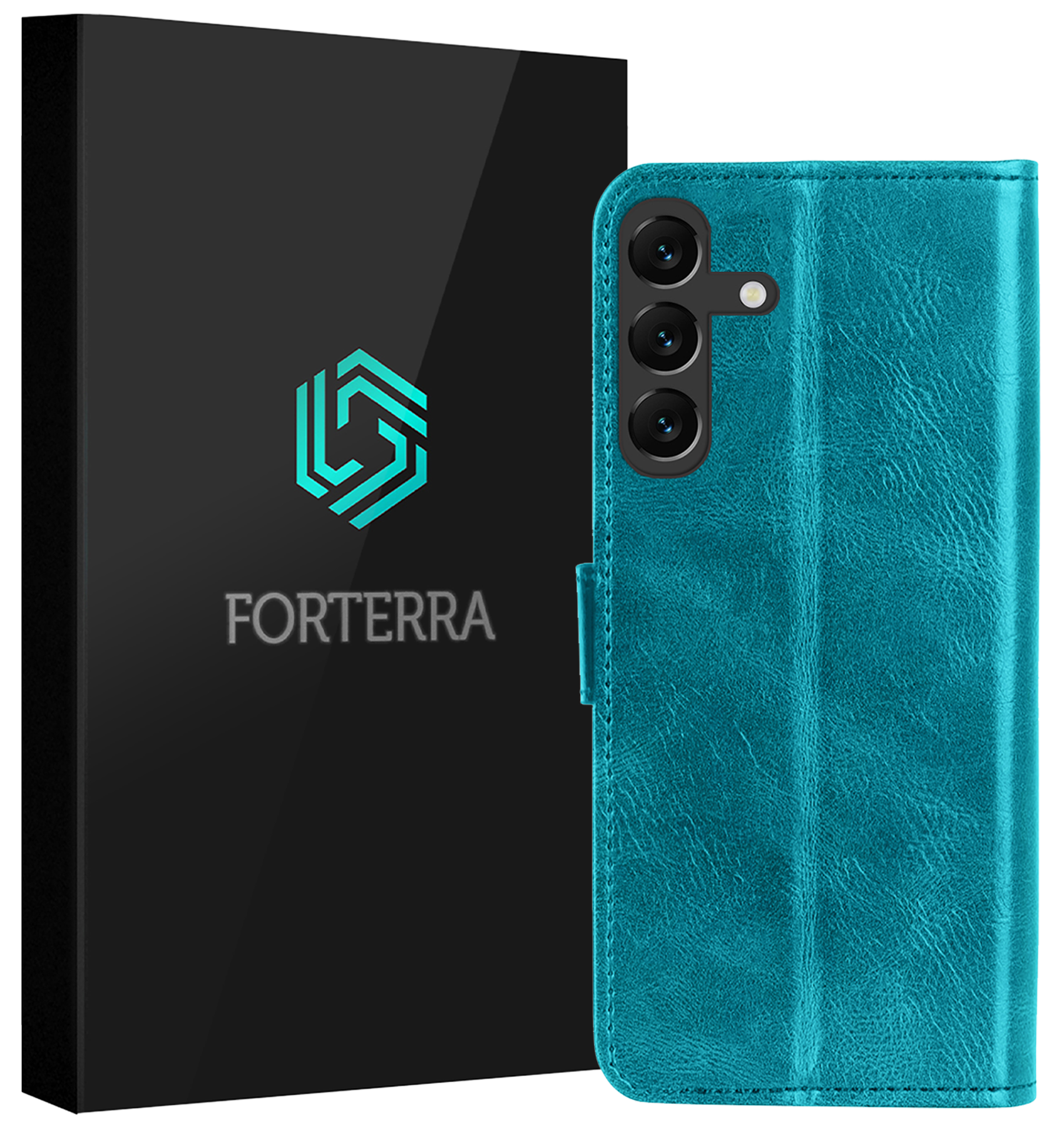Forterra Hoesje Geschikt voor Samsung A16 Book Case Kunstleer Hoes - Hoes Geschikt voor Samsung Galaxy A16 Hoesje Bookcase Met Pasjeshouder - Turquoise