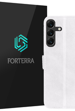 Forterra Hoesje Geschikt voor Samsung A16 Book Case Kunstleer Hoes - Hoes Geschikt voor Samsung Galaxy A16 Hoesje Bookcase Met Pasjeshouder - Wit