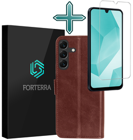 Forterra Forterra Samsung Galaxy A16 Hoesje Bookcase Met Screenprotector - Bruin