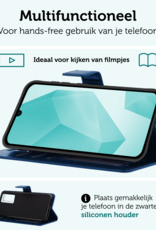 Forterra Hoesje Geschikt voor Samsung A16 Book Case Kunstleer Hoes Met Screenprotector - Hoes Geschikt voor Samsung Galaxy A16 Hoesje Bookcase Met Pasjeshouder - Donkerblauw