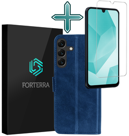 Forterra Forterra Samsung Galaxy A16 Hoesje Bookcase Met Screenprotector - Donkerblauw