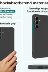 Forterra Hoesje Geschikt voor Samsung S24 FE Case Siliconen Hoes Met 2x Screenprotector - Hoes Geschikt voor Samsung Galaxy S24 FE Hoesje Back Cover - Zwart