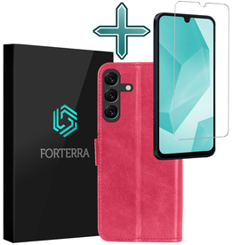 Forterra Forterra Samsung Galaxy A16 Hoesje Bookcase Met Screenprotector - Donkerroze