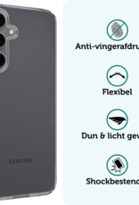Forterra Hoesje Geschikt voor Samsung S24 FE Case Siliconen Hoes Met 2x Screenprotector - Hoes Geschikt voor Samsung Galaxy S24 FE Hoesje Back Cover - Transparant