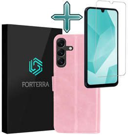 Forterra Forterra Samsung Galaxy A16 Hoesje Bookcase Met Screenprotector - Lichtroze