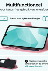 Forterra Hoesje Geschikt voor Samsung A16 Book Case Kunstleer Hoes Met Screenprotector - Hoes Geschikt voor Samsung Galaxy A16 Hoesje Bookcase Met Pasjeshouder - Lichtroze