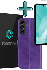 Forterra Hoesje Geschikt voor Samsung A16 Book Case Kunstleer Hoes Met Screenprotector - Hoes Geschikt voor Samsung Galaxy A16 Hoesje Bookcase Met Pasjeshouder - Paars