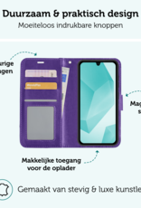 Forterra Hoesje Geschikt voor Samsung A16 Book Case Kunstleer Hoes Met Screenprotector - Hoes Geschikt voor Samsung Galaxy A16 Hoesje Bookcase Met Pasjeshouder - Paars