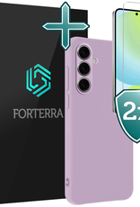 Forterra Hoesje Geschikt voor Samsung S24 FE Case Siliconen Hoes Met 2x Screenprotector - Hoes Geschikt voor Samsung Galaxy S24 FE Hoesje Back Cover - Lila