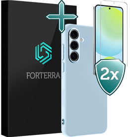 Forterra Forterra Samsung Galaxy S24 FE Hoesje Siliconen Met 2x Screenprotector - Lichtblauw