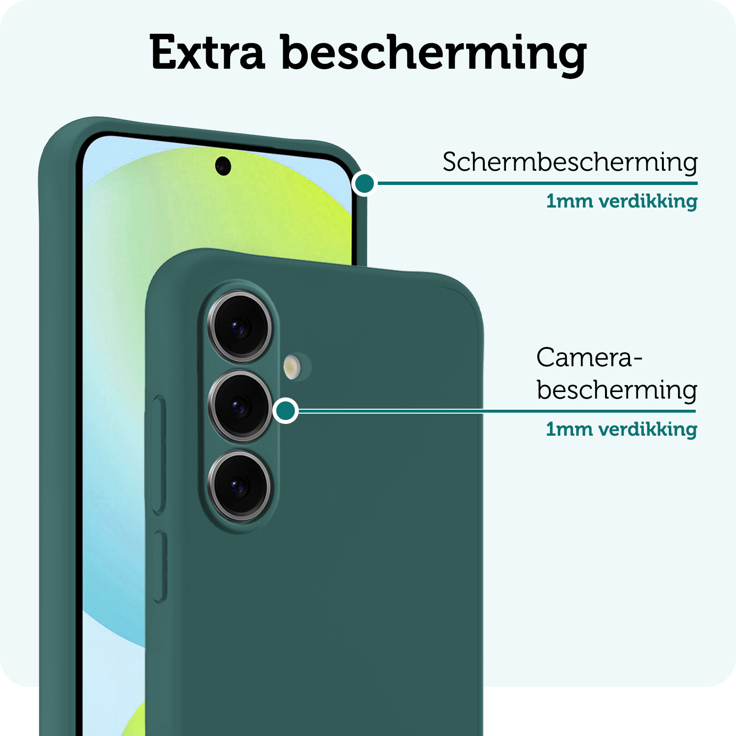 Forterra Hoesje Geschikt voor Samsung S24 FE Case Siliconen Hoes Met 2x Screenprotector - Hoes Geschikt voor Samsung Galaxy S24 FE Hoesje Back Cover - Donkergroen