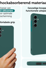 Forterra Hoesje Geschikt voor Samsung S24 FE Case Siliconen Hoes Met 2x Screenprotector - Hoes Geschikt voor Samsung Galaxy S24 FE Hoesje Back Cover - Donkergroen