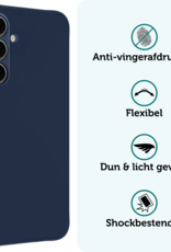 Forterra Hoesje Geschikt voor Samsung S24 FE Case Siliconen Hoes Met 2x Screenprotector - Hoes Geschikt voor Samsung Galaxy S24 FE Hoesje Back Cover - Donkerblauw