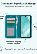 Forterra Hoesje Geschikt voor Samsung A16 Book Case Kunstleer Hoes Met Screenprotector - Hoes Geschikt voor Samsung Galaxy A16 Hoesje Bookcase Met Pasjeshouder - Turquoise