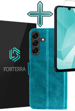 Forterra Hoesje Geschikt voor Samsung A16 Book Case Kunstleer Hoes Met Screenprotector - Hoes Geschikt voor Samsung Galaxy A16 Hoesje Bookcase Met Pasjeshouder - Turquoise