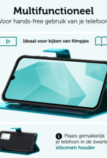 Forterra Hoesje Geschikt voor Samsung A16 Book Case Kunstleer Hoes Met Screenprotector - Hoes Geschikt voor Samsung Galaxy A16 Hoesje Bookcase Met Pasjeshouder - Turquoise