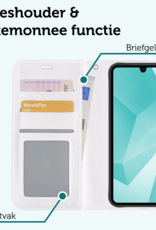 Forterra Hoesje Geschikt voor Samsung A16 Book Case Kunstleer Hoes Met Screenprotector - Hoes Geschikt voor Samsung Galaxy A16 Hoesje Bookcase Met Pasjeshouder - Wit