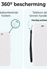 Forterra Hoesje Geschikt voor Samsung A16 Book Case Kunstleer Hoes Met Screenprotector - Hoes Geschikt voor Samsung Galaxy A16 Hoesje Bookcase Met Pasjeshouder - Wit