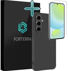 Forterra Forterra Samsung Galaxy S24 FE Hoesje Siliconen Met Screenprotector - Zwart