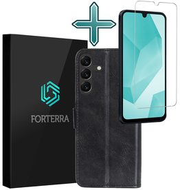 Forterra Forterra Samsung Galaxy A16 Hoesje Bookcase Met Screenprotector - Zwart