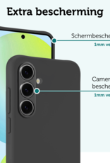 Forterra Hoesje Geschikt voor Samsung S24 FE Case Siliconen Hoes Met Screenprotector - Hoes Geschikt voor Samsung Galaxy S24 FE Hoesje Back Cover - Zwart