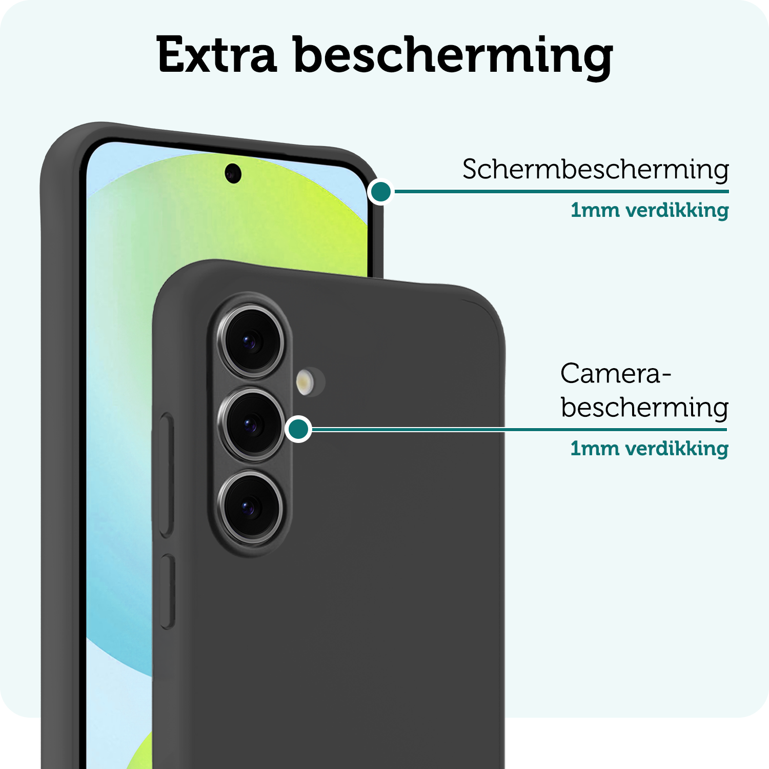 Forterra Hoesje Geschikt voor Samsung S24 FE Case Siliconen Hoes Met Screenprotector - Hoes Geschikt voor Samsung Galaxy S24 FE Hoesje Back Cover - Zwart