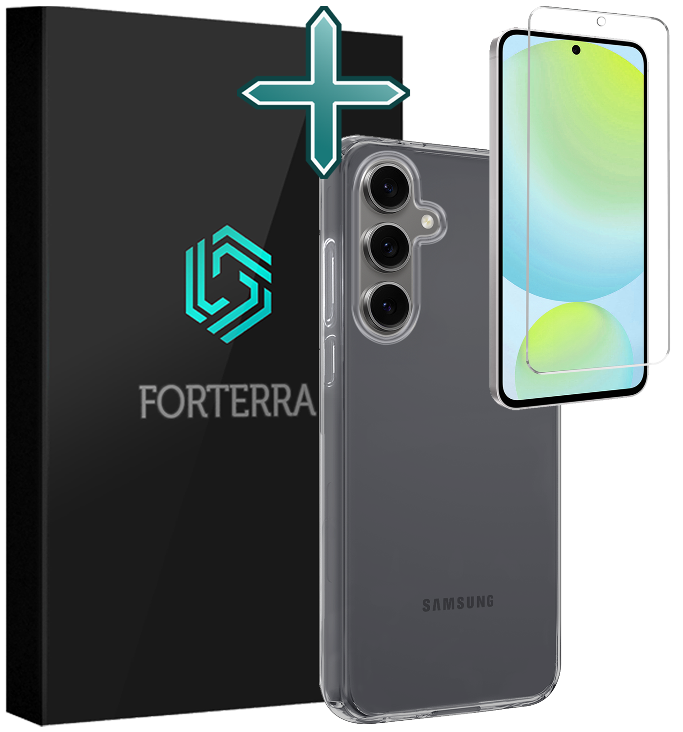 Forterra Hoesje Geschikt voor Samsung S24 FE Case Siliconen Hoes Met Screenprotector - Hoes Geschikt voor Samsung Galaxy S24 FE Hoesje Back Cover - Transparant