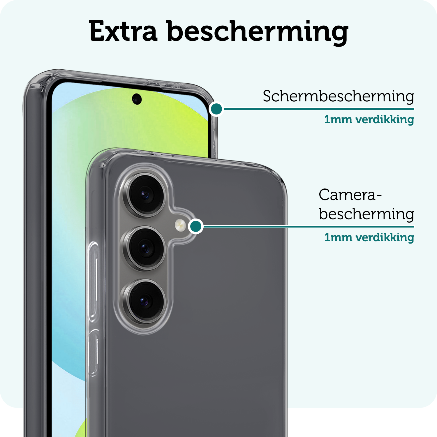 Forterra Hoesje Geschikt voor Samsung S24 FE Case Siliconen Hoes Met Screenprotector - Hoes Geschikt voor Samsung Galaxy S24 FE Hoesje Back Cover - Transparant